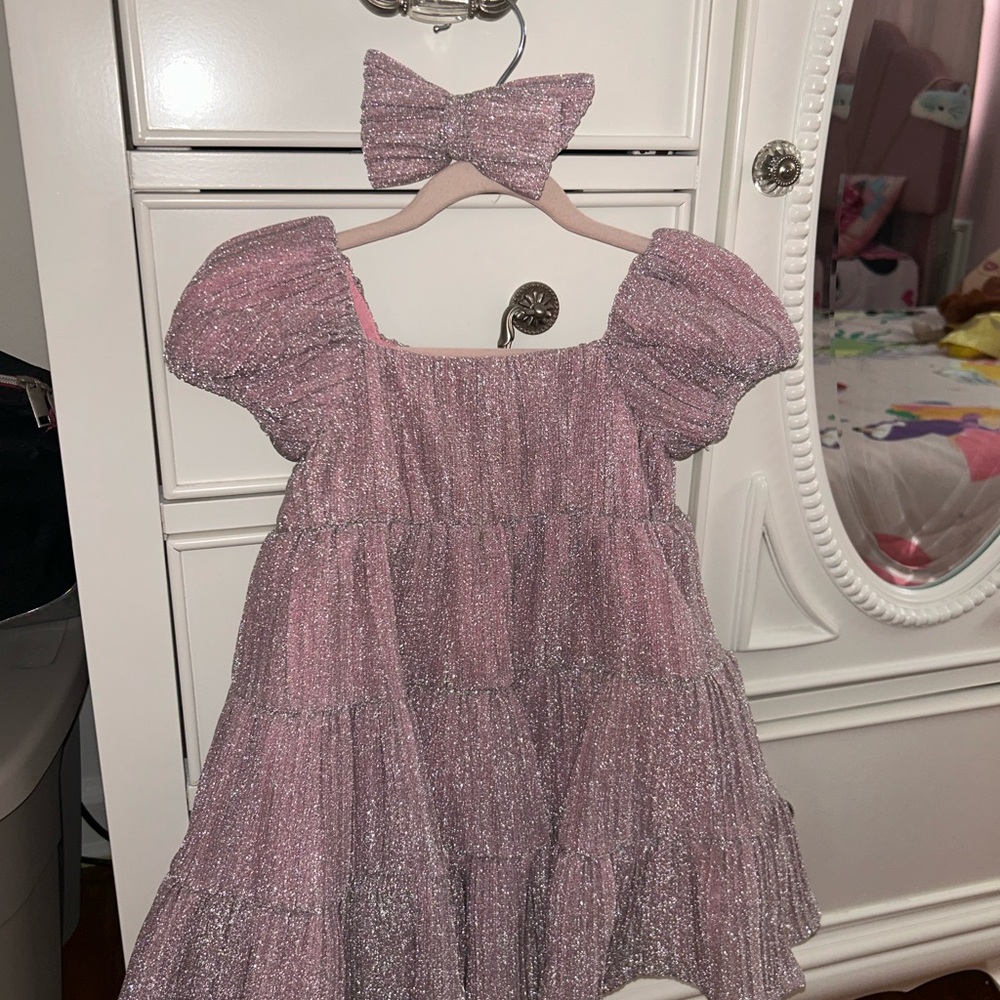 Sparkly Pink Dress with Bow
